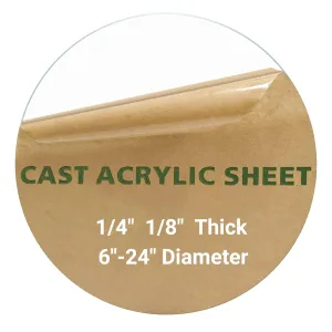 1 Pieces 1/4" Round Plexiglass Sheet, 14 Inch Diameter Clear Acrylic Circle, Round Cake Disk Acrylic Sheet, Plexiglass Table Top, Acrylic Backdrop