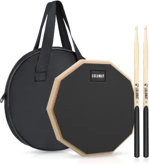 12 Inch Silent Drum Pad,Dumb Drum Beginner Rubber Practice Pad,with 5A Drum Sticks & Storage Bag(Black)