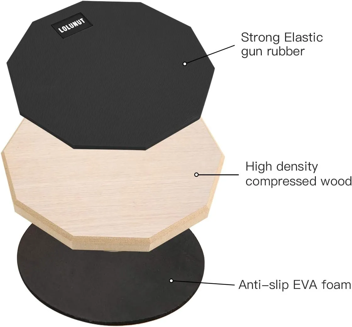 12 Inch Silent Drum Pad,Dumb Drum Beginner Rubber Practice Pad,with 5A Drum Sticks & Storage Bag(Black)