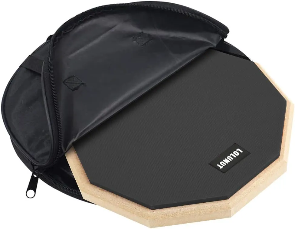 12 Inch Silent Drum Pad,Dumb Drum Beginner Rubber Practice Pad,with 5A Drum Sticks & Storage Bag(Black)