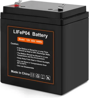 12V 5Ah LiFePO4 Rechargeable Backup Battery with BMS, 2000  Cycles, Garage Door Opener Replacement Battery for Chamberlain 41A6357-1/Liftmaster 485lm 8500w