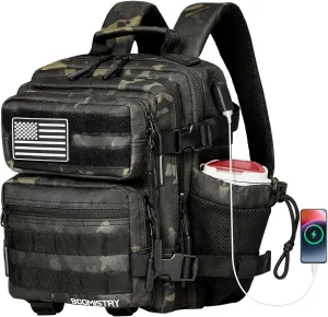 15L Mini Tactical Backpack Small Tactical Backpack for Men and Women, Military Backpack for Gym, Hiking, Daily (Black Camo-15L)