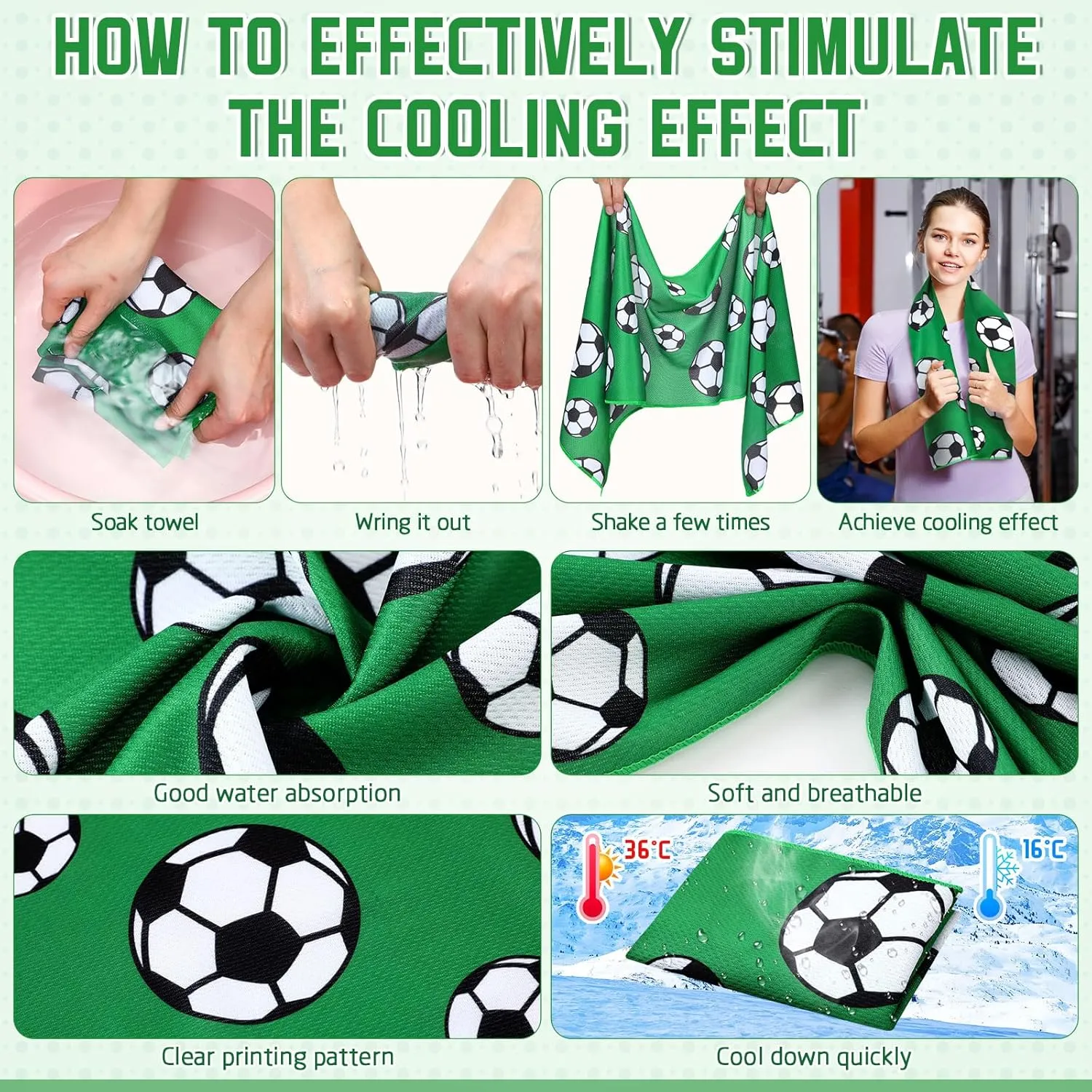 18 Pcs Sports Party Favors Basketball Soccer Water Bottle Baseball Softball Cooling Towel 6 Sports Water Bottle 6 Ice Towel 6 Drawstring Bag Football Volleyball Towel for Team Gift
