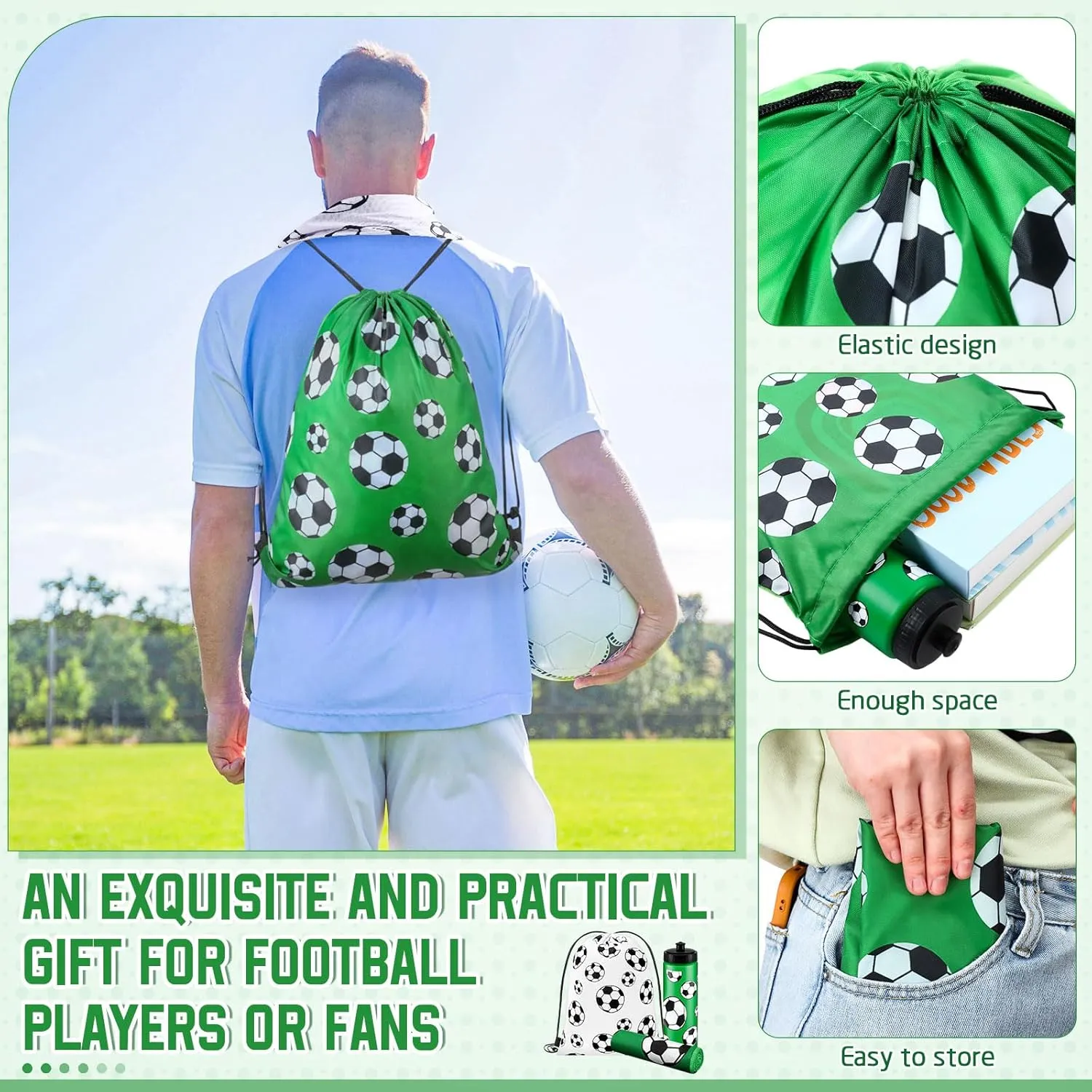 18 Pcs Sports Party Favors Basketball Soccer Water Bottle Baseball Softball Cooling Towel 6 Sports Water Bottle 6 Ice Towel 6 Drawstring Bag Football Volleyball Towel for Team Gift