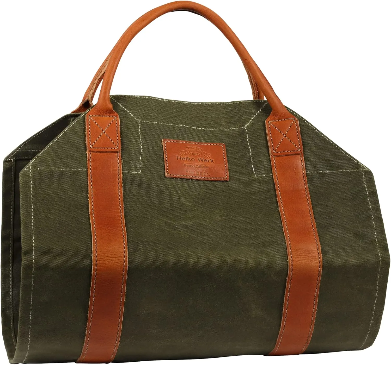 1844 Helko Werk Germany Frontier Collection Canvas Log Carrier - Firewood Holders and bags for Fireplace Logs - Made in USA (Log Carrier Green) #8755G