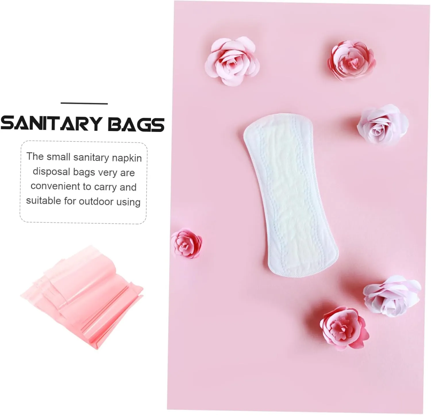 1set Disposable Sanitary Napkin Bags Feminine Disposal Bags Odor Sealing for Travel Outdoor Use for Period Products Essentials Storage 100pcs
