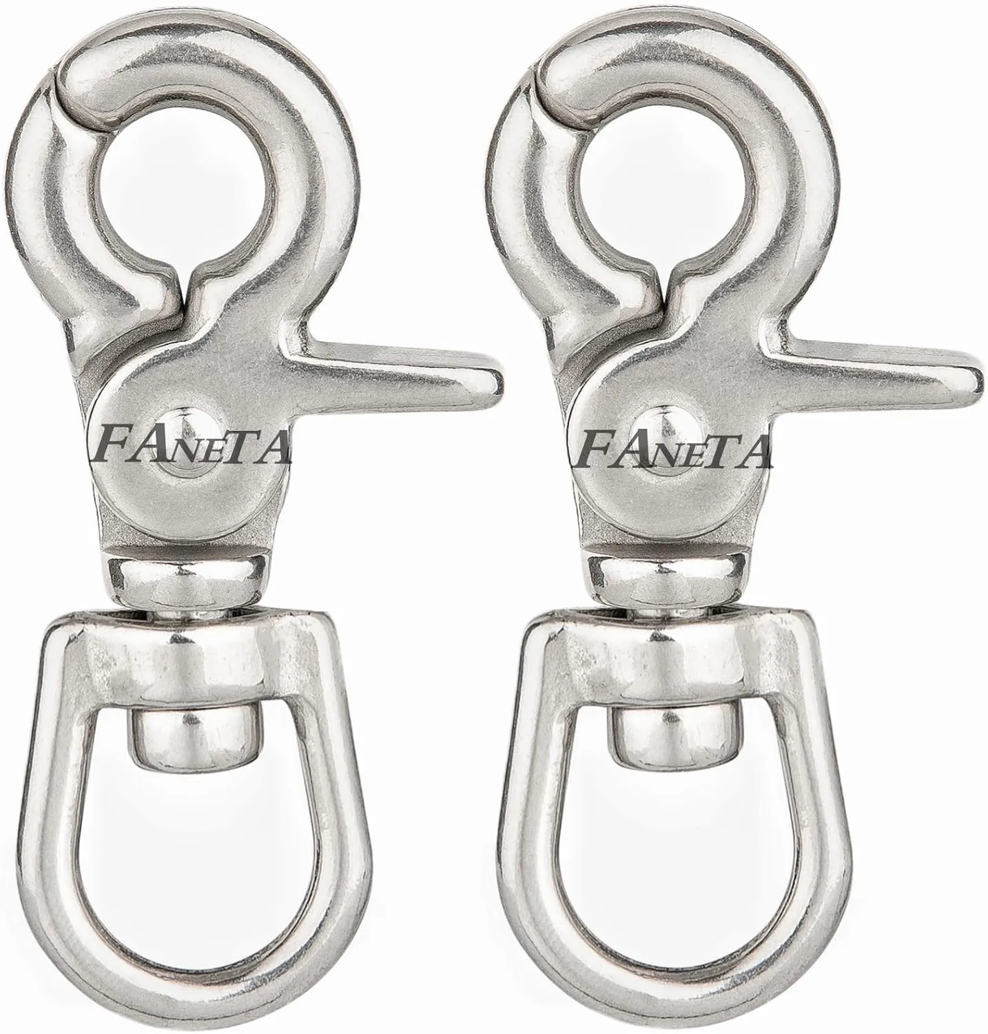 2-5/8 Inch Trigger Snap Hooks Marine Grade Swivel Lobster Claw Clasp Stainless Steel 316 Scissor Snaps Diving Clips for Flag Pole Dog Leash Camera Straps etc (Set of 2)