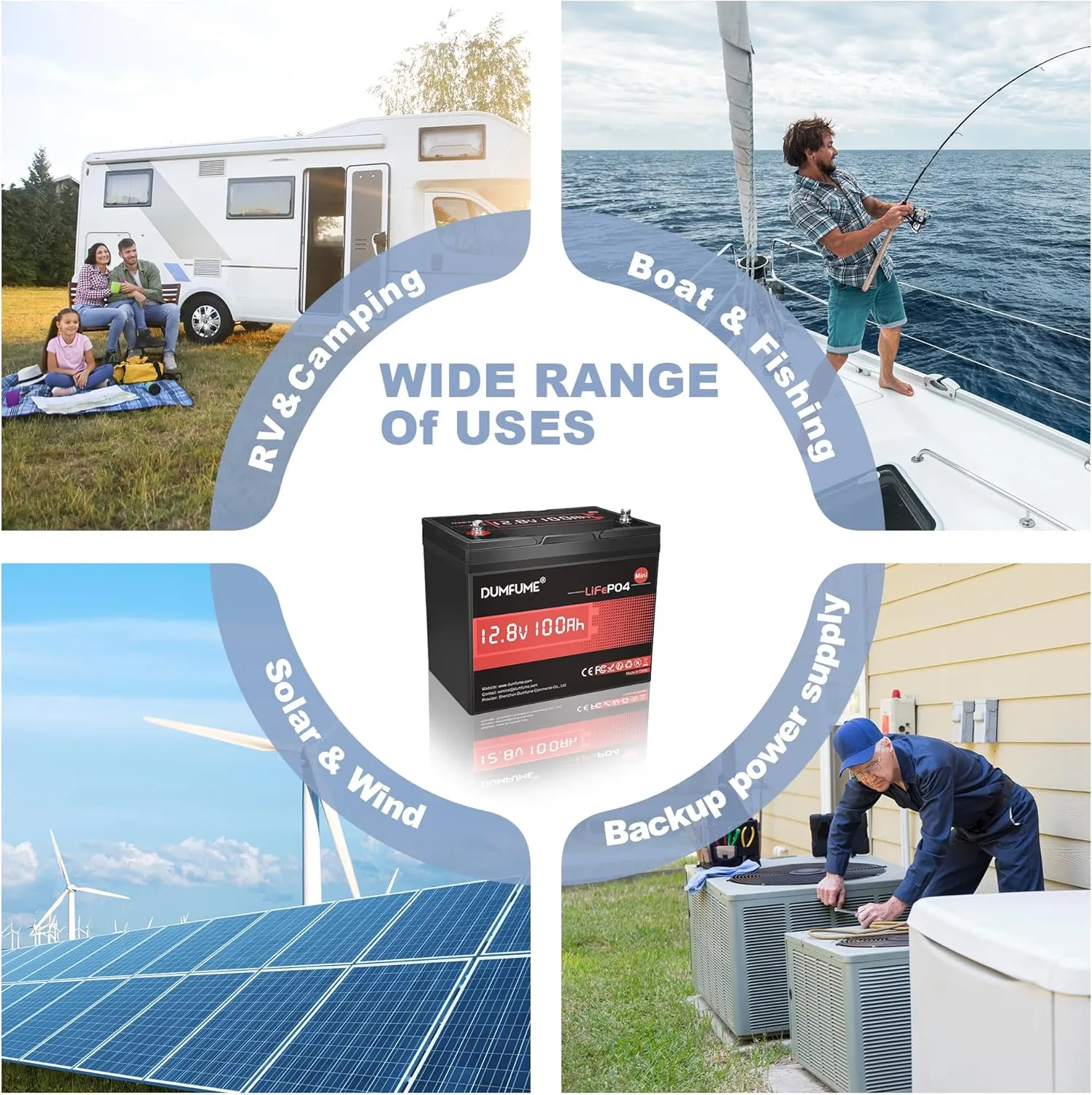 2 pack 12.8V 100Ah Mini LiFePO4 Lithium Battery, Built-in 100A BMS,1280Wh, Up to 6000  Cycles 10-Year Lifespan Perfect for RV, Solar, Marine and Home Energy Storage