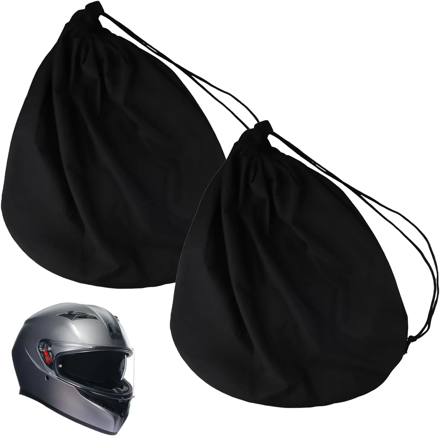 2 Pcs Helmet Bag, Motorcycle Helmet Bag, Large Capacity Foldable with Drawstring Locking, Provides Excellent Protection for Your Helmet, Suitable for Sports Cycling and Touring (Black)