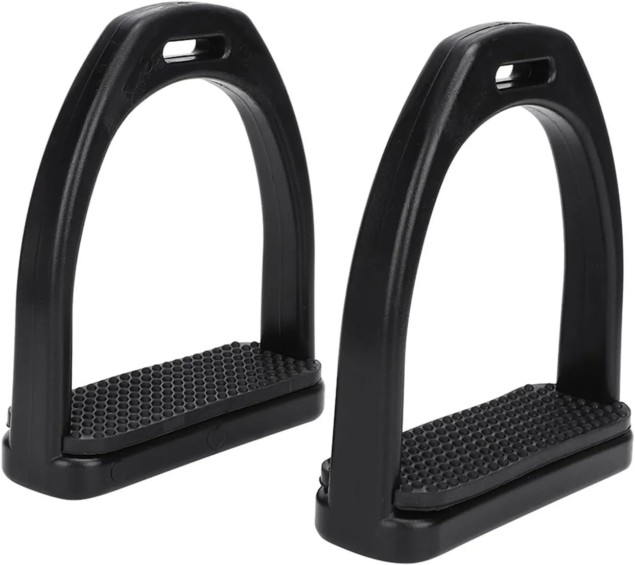 2 Pcs Horse Stirrups, Plastics Stirrups with Black Non-slip Rubber Pad Horse Tool Accessories for Eexplorationrian Lovers(L)