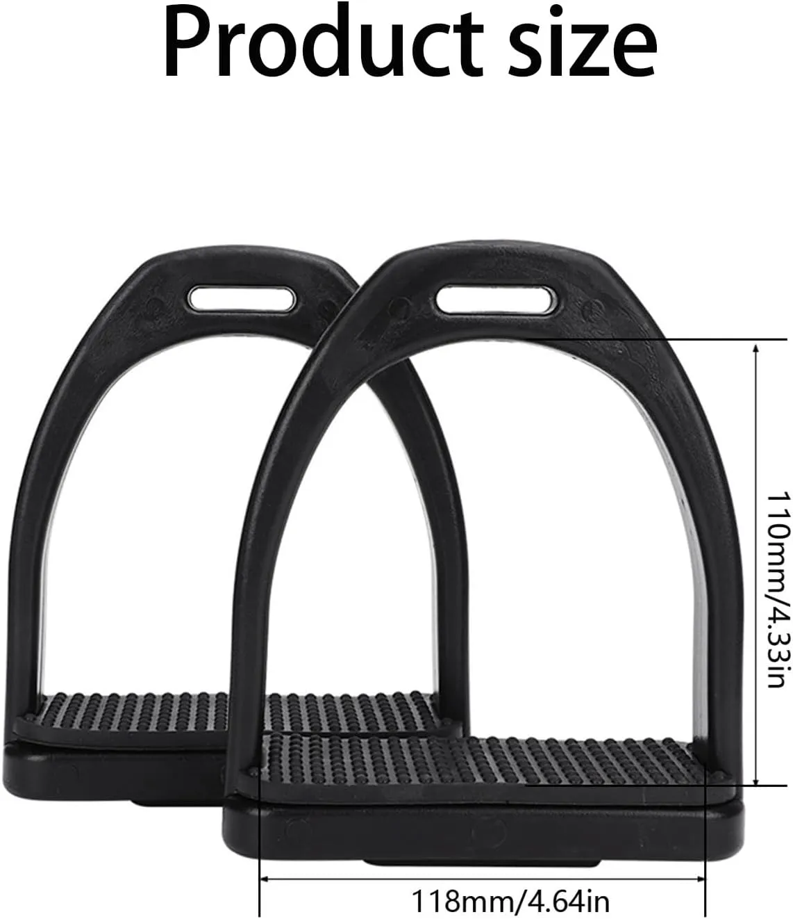 2 Pcs Horse Stirrups, Plastics Stirrups with Black Non-slip Rubber Pad Horse Tool Accessories for Eexplorationrian Lovers(L)