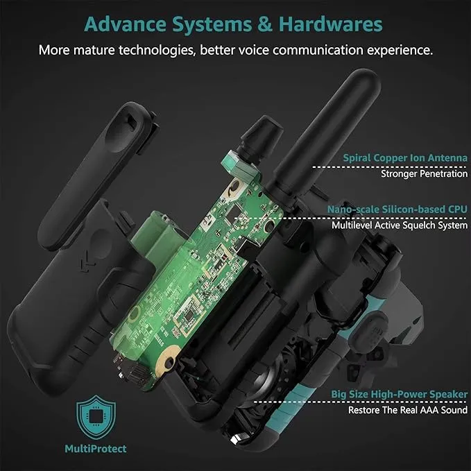 2 Way Radios for Adults Long Range Rechargeable 4 Pack, Multi-purpose NOAA Walkie Talkies with Earpiece USB Cable 4500mAh Battery for Family Senior Care Working Adventure Camping Hiking Cruise