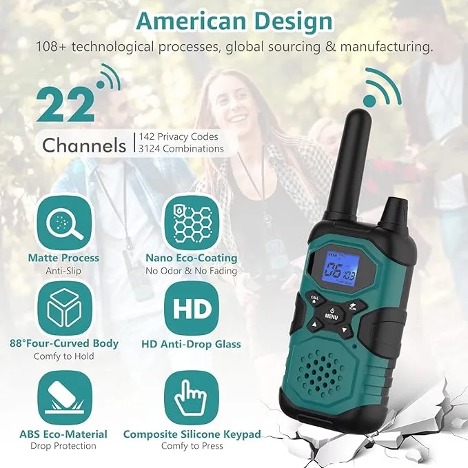 2 Way Radios for Adults Long Range Rechargeable 4 Pack, Multi-purpose NOAA Walkie Talkies with Earpiece USB Cable 4500mAh Battery for Family Senior Care Working Adventure Camping Hiking Cruise