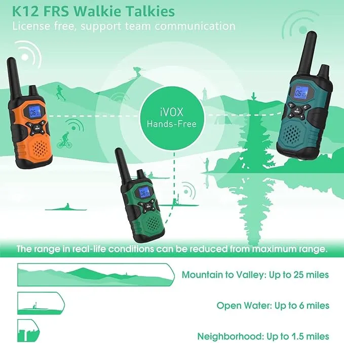 2 Way Radios for Adults Long Range Rechargeable 4 Pack, Multi-purpose NOAA Walkie Talkies with Earpiece USB Cable 4500mAh Battery for Family Senior Care Working Adventure Camping Hiking Cruise