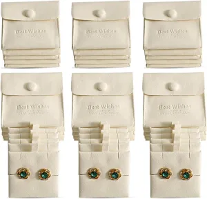 20 Pcs Microfiber Jewelry Pouch 8x8 cm, Luxury Small Gift Bags Snap Button Jewelry Roll for Earring Necklace Pendant Packing (BEIGE)