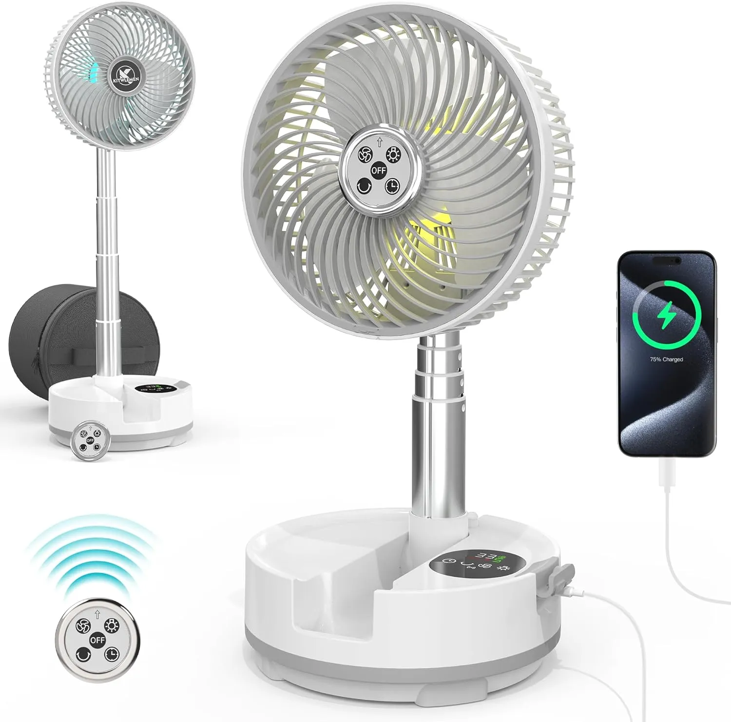 20000mAh Battery Operated Oscillating Table Fan - 112Hrs Rechargeable Camping Fan with Light & Timer, 8 Speeds Portable Travel Fan for Cruise RV Trip, Hurricane Power Outage (8" with Case)