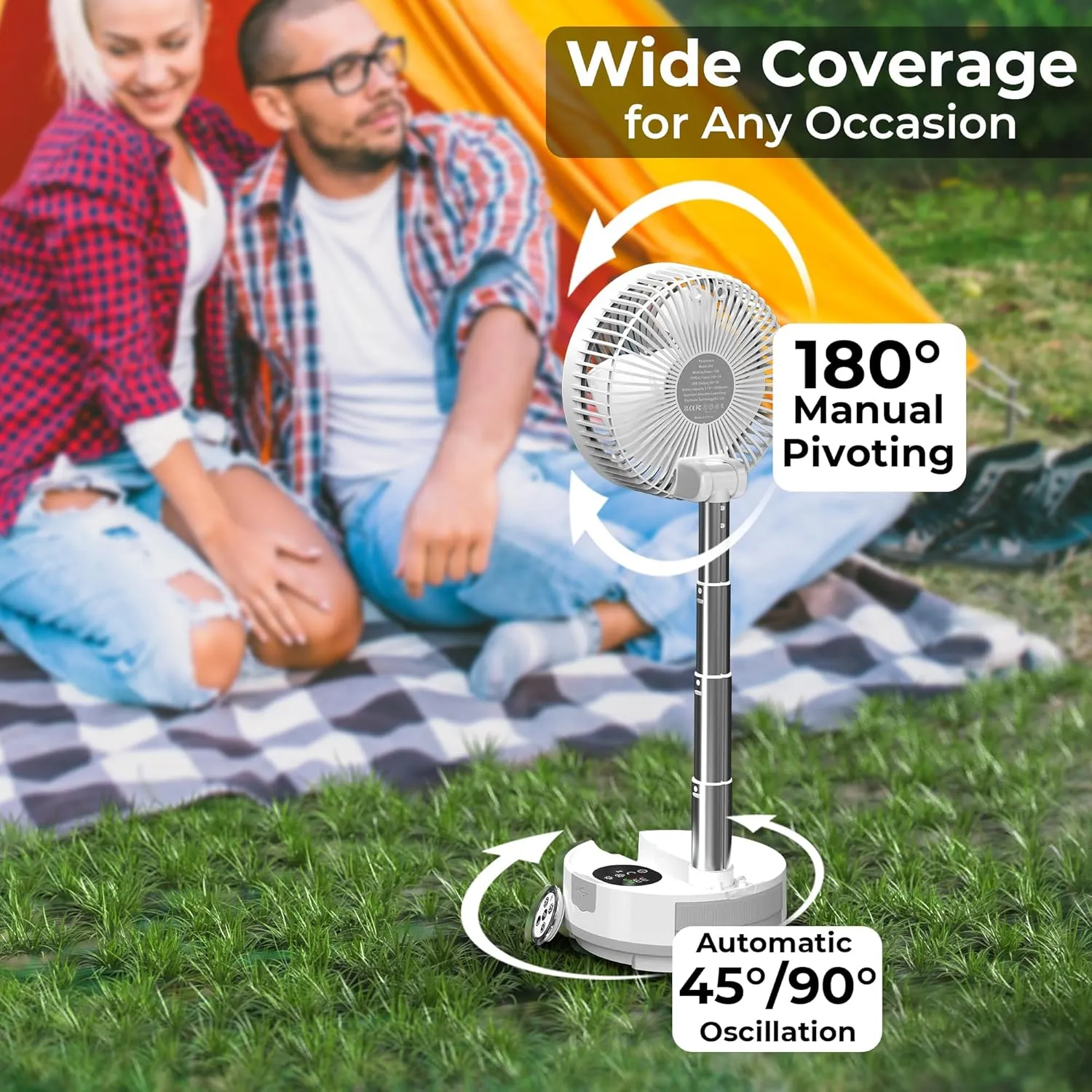 20000mAh Battery Operated Oscillating Table Fan - 112Hrs Rechargeable Camping Fan with Light & Timer, 8 Speeds Portable Travel Fan for Cruise RV Trip, Hurricane Power Outage (8" with Case)