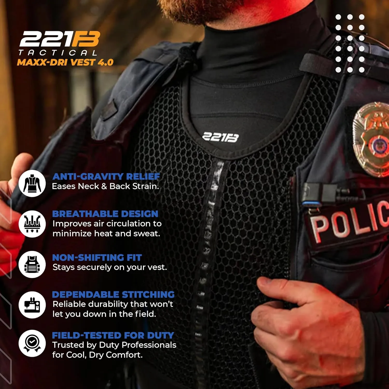 221B Tactical Maxx-Dri Vest 4.0 - Adjustable Lightweight Ventilation - Increased Airflow Beneath Vest and Tactical Gear