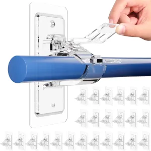 24-Pack No Drill Needed Curtain Rod Holders Brackets, Self Adhesive Rod Holder Hooks, Multipurpose Nail Free Stick on Curtain Rod Hooks, Curtain Hangers for Bathroom, Bedroom, Livingroom