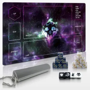 24x14 Rubber Game mat for MTG/TCG, Premium MTG playmat with Storage Bag & 16-Piece dice Set, Perfect Magic The Gathering mat (Black)
