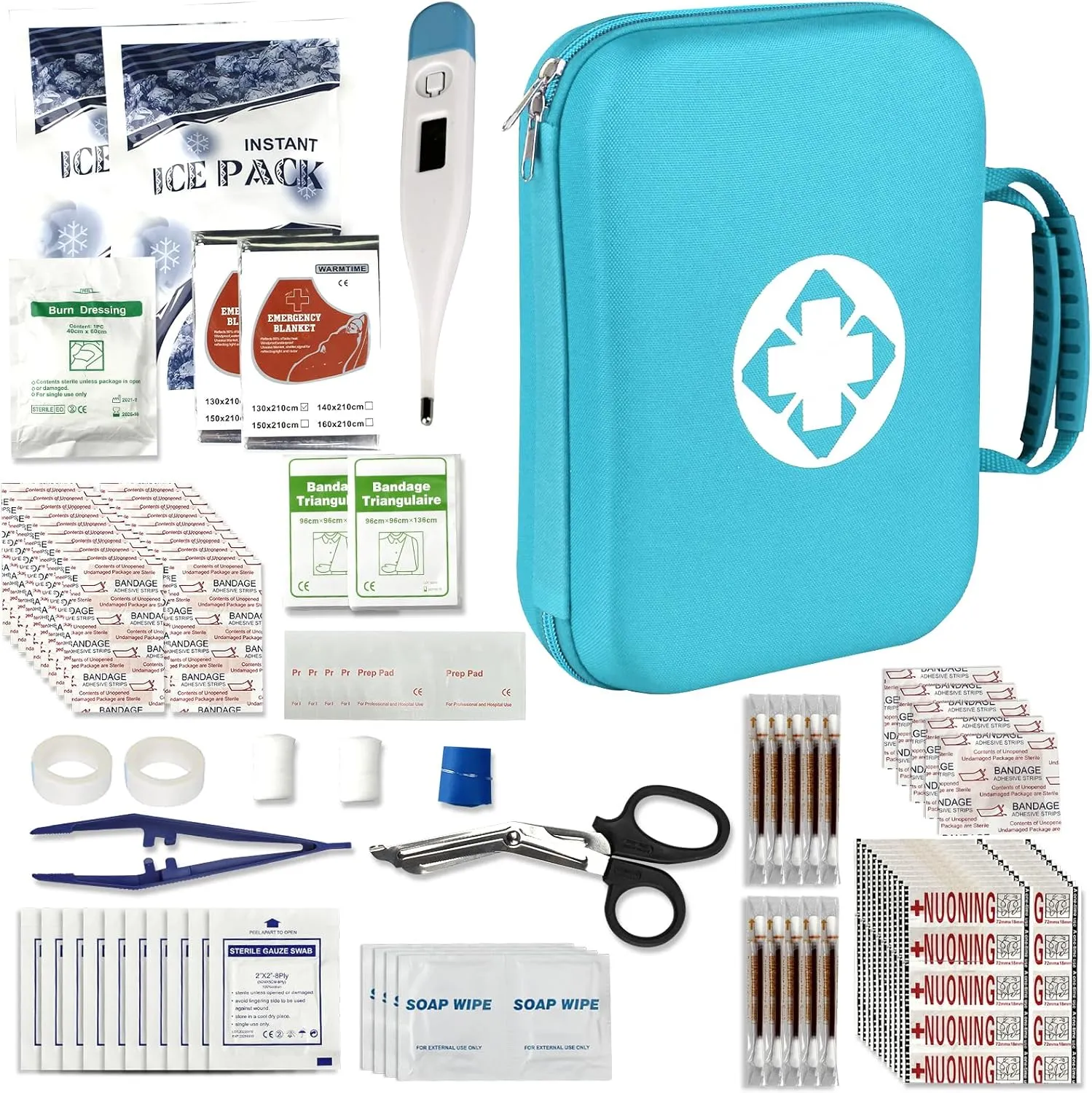 299Pcs Car First Aid Kit for Home Camping Travel Essentials First Aid Blue Bag Emegency Supplies Household Items for College Students YIDERBO