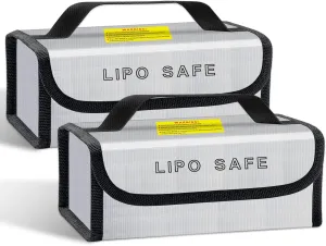 2PCS 230 * 80 * 100mm Lipo Safe Bag for Lipo Battery Pack Storage Charging Transport, Home Office Travel Fireproof Safe Storage Pouch