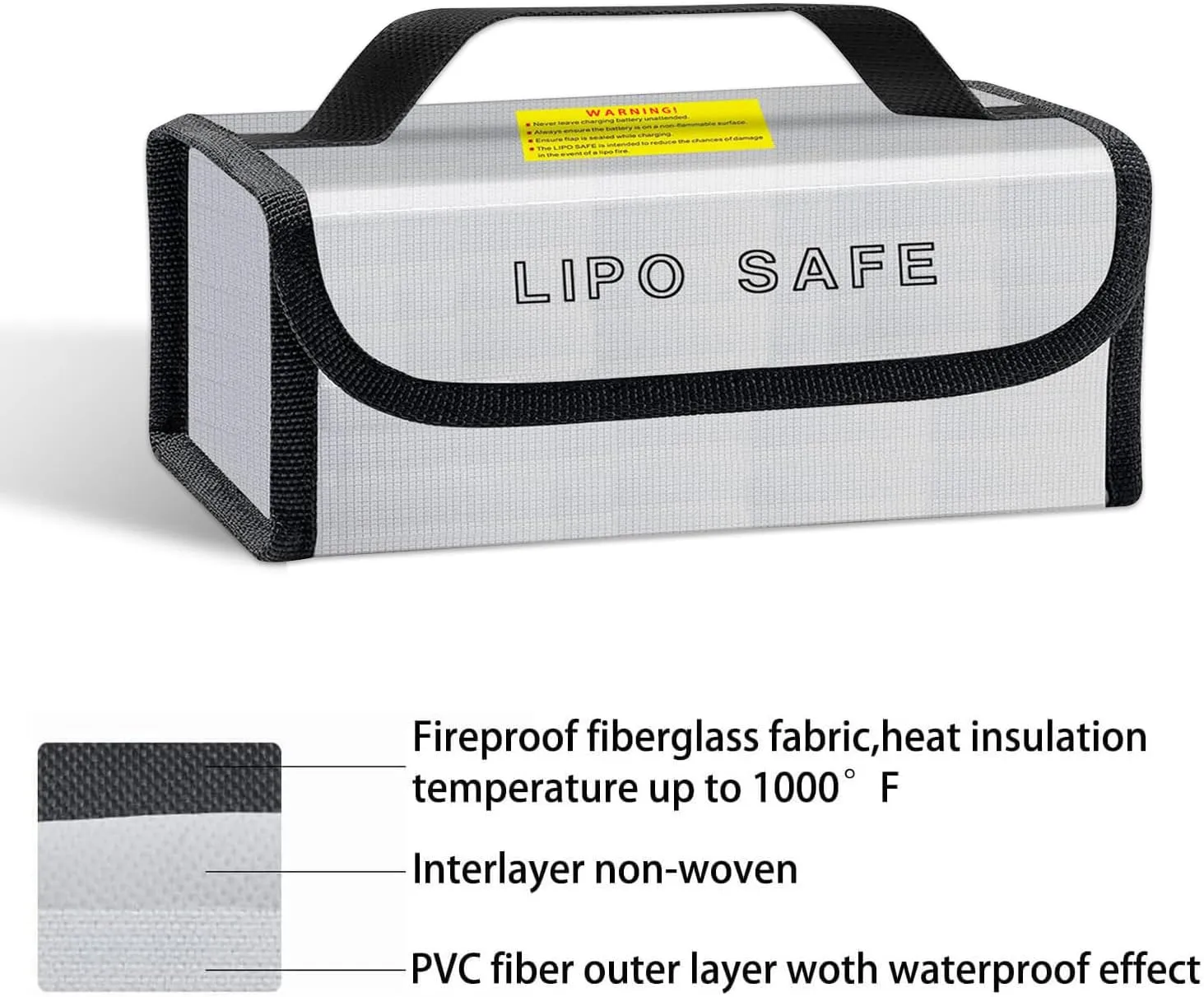 2PCS 230 * 80 * 100mm Lipo Safe Bag for Lipo Battery Pack Storage Charging Transport, Home Office Travel Fireproof Safe Storage Pouch