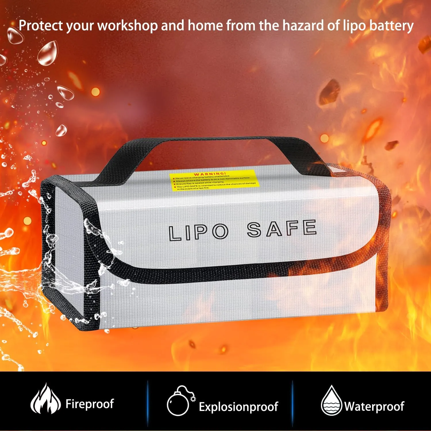 2PCS 230 * 80 * 100mm Lipo Safe Bag for Lipo Battery Pack Storage Charging Transport, Home Office Travel Fireproof Safe Storage Pouch