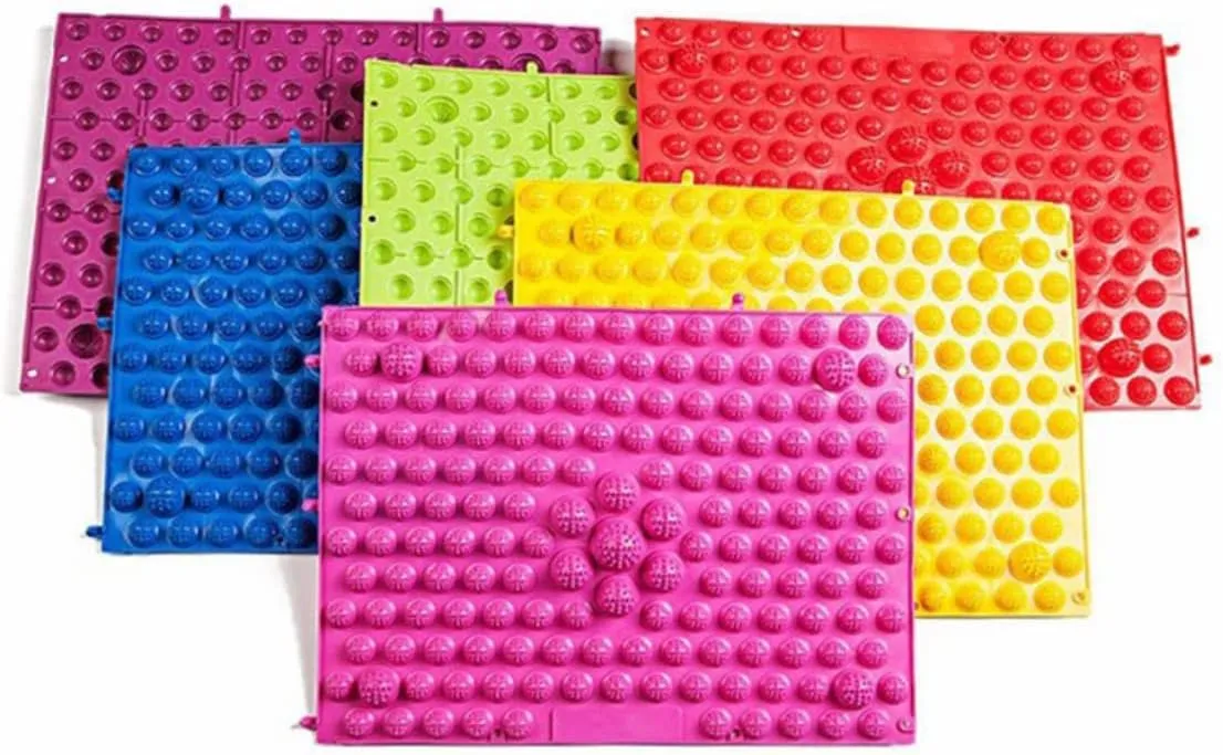 2pcs Reflexology Foot Massager Mat Acupressure Massage Pad for Heel Arch Toes Durable Foot Massage Tool for Relaxation for Home Office Use Red