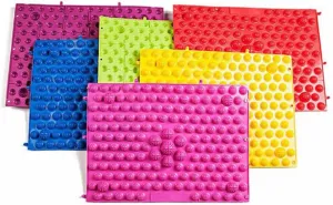 2pcs Reflexology Foot Massager Mat Acupressure Massage Pad for Heel Arch Toes Durable Foot Massage Tool for Relaxation for Home Office Use Red