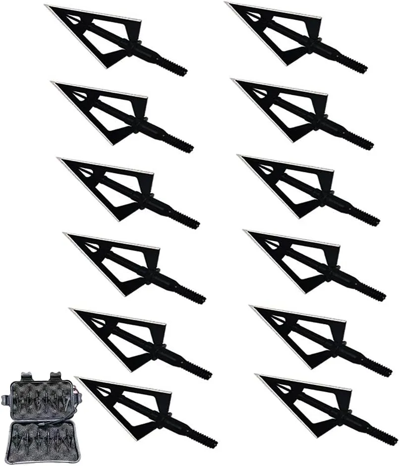 3 Blades Hunting Broadheads 100/125 Grains Screw-in Arrow Heads Arrow Tips Compatible with Crossbow and Compound Bow   1 PK Broadhead Storage Case