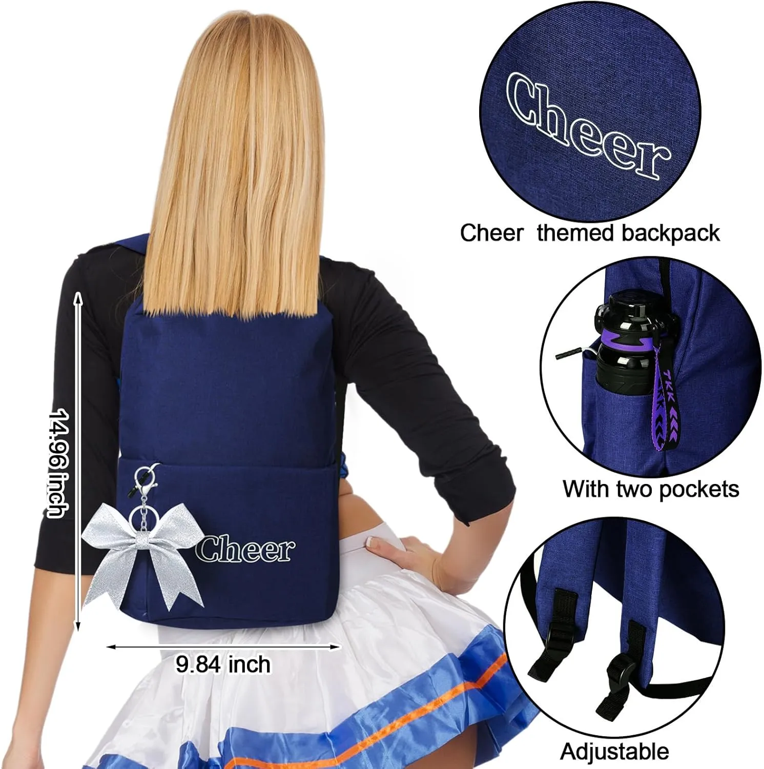 3 Set Cheer Backpack with Bow Keychain 3 Cheer Bag 3 Keychains Bulk for Cheerleaders Gifts Women