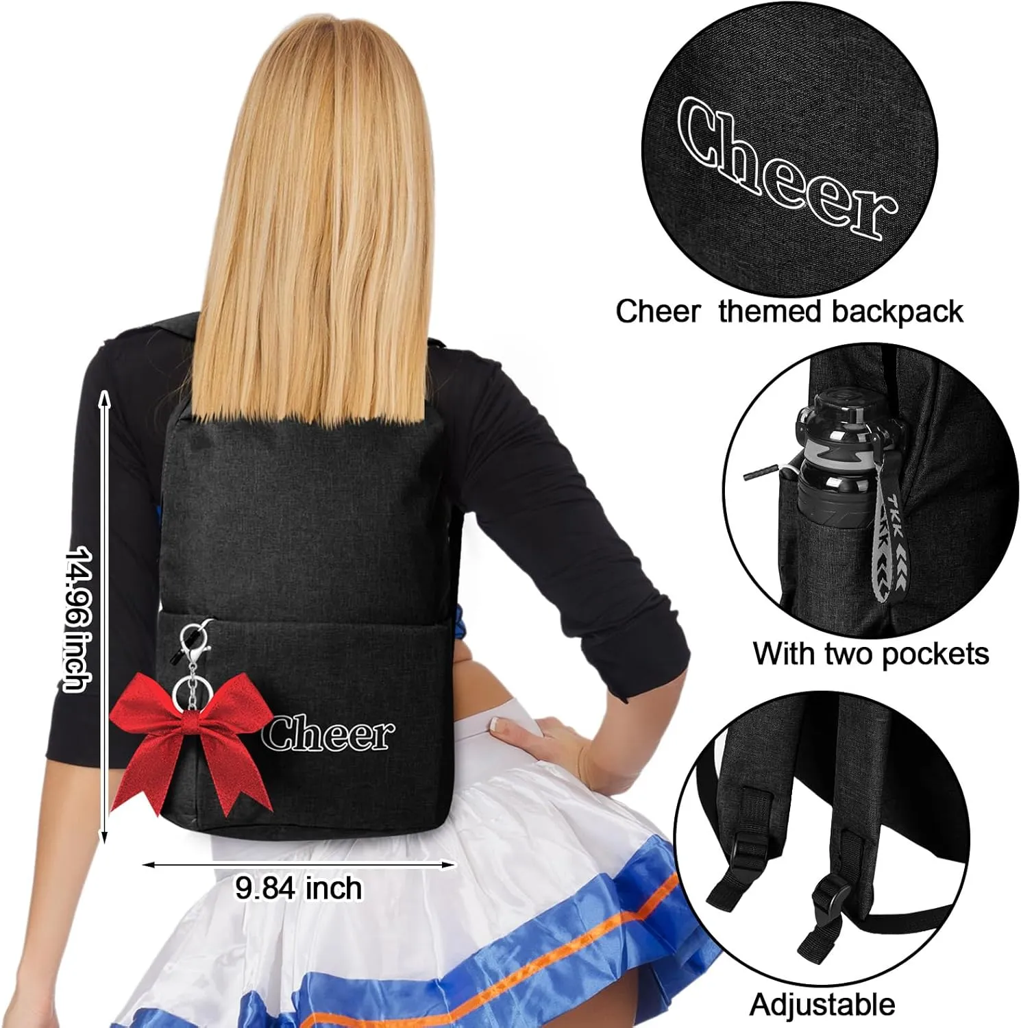 3 Set Cheer Backpack with Bow Keychain 3 Cheer Bag 3 Keychains Bulk for Cheerleaders Gifts Women