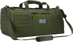 35L Military Tactical Duffle Bag for Men - 900D Water-Resistant Gym Bag with MOLLE System, Shoe Compartment & Bottle Holder, Large Capacity for Sports/Travel/Camping(Army Green)