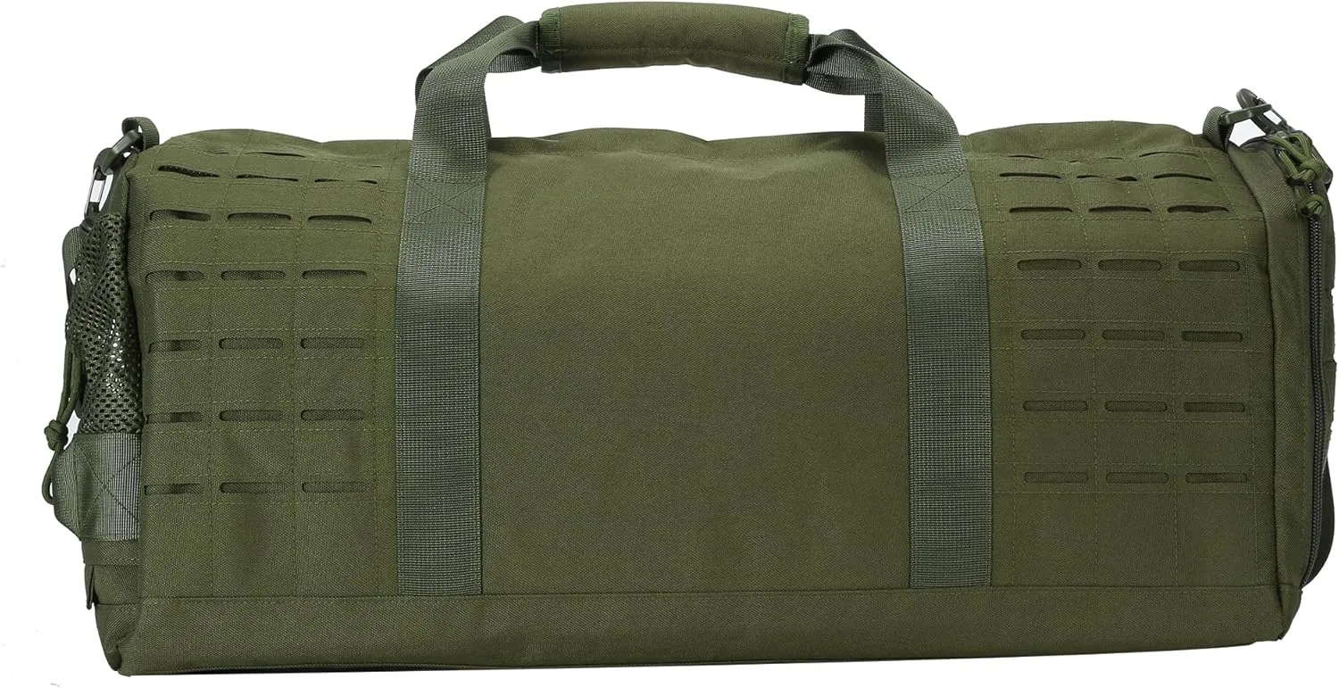 35L Military Tactical Duffle Bag for Men - 900D Water-Resistant Gym Bag with MOLLE System, Shoe Compartment & Bottle Holder, Large Capacity for Sports/Travel/Camping(Army Green)