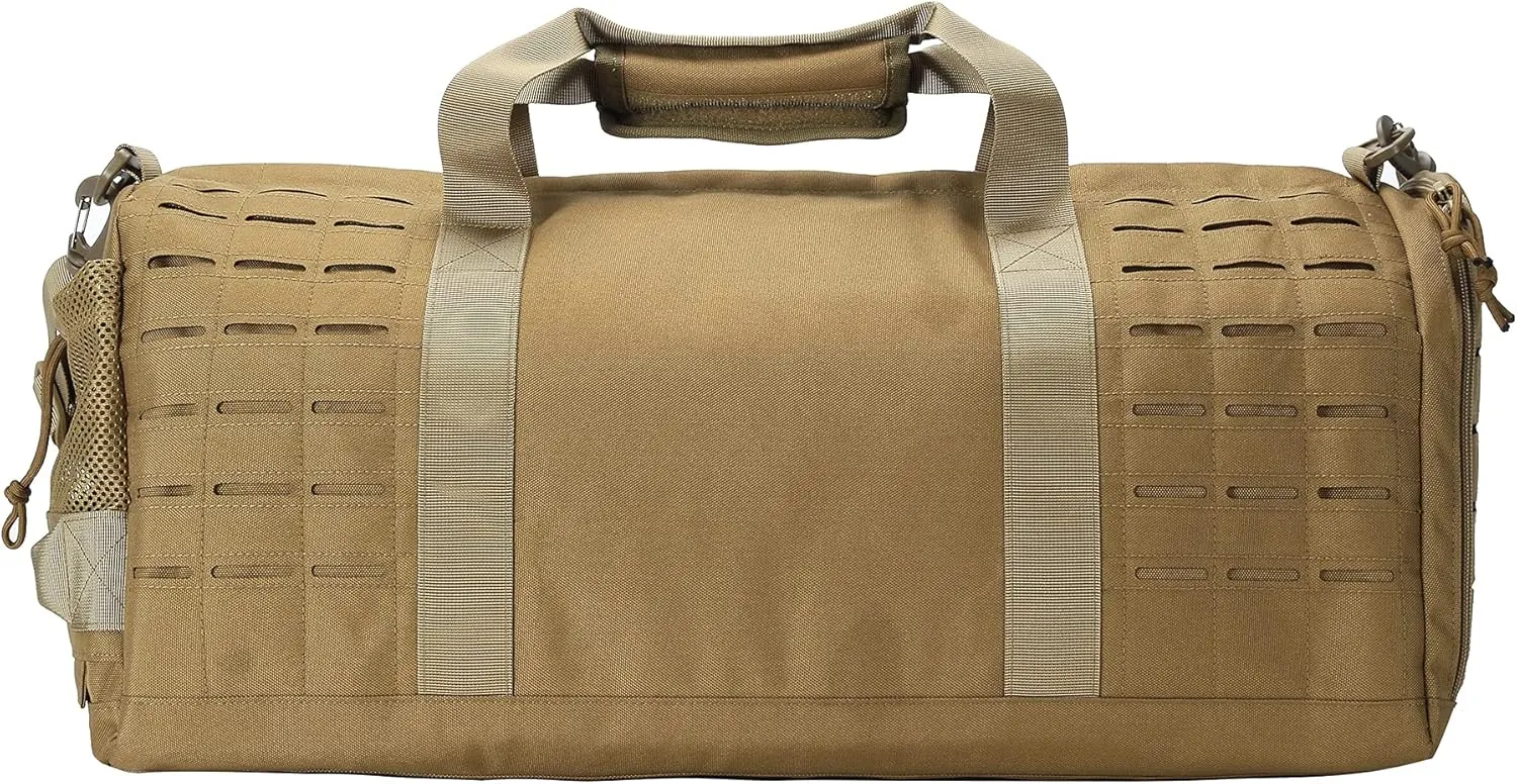 35L Military Tactical Duffle Bag for Men Large Molle Sport Gym Bag with Shoe Compartment Basketball Bag Workout Bag(Khaki)