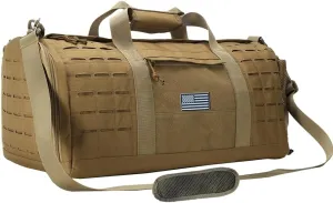 35L Military Tactical Duffle Bag for Men Large Molle Sport Gym Bag with Shoe Compartment Basketball Bag Workout Bag(Khaki)