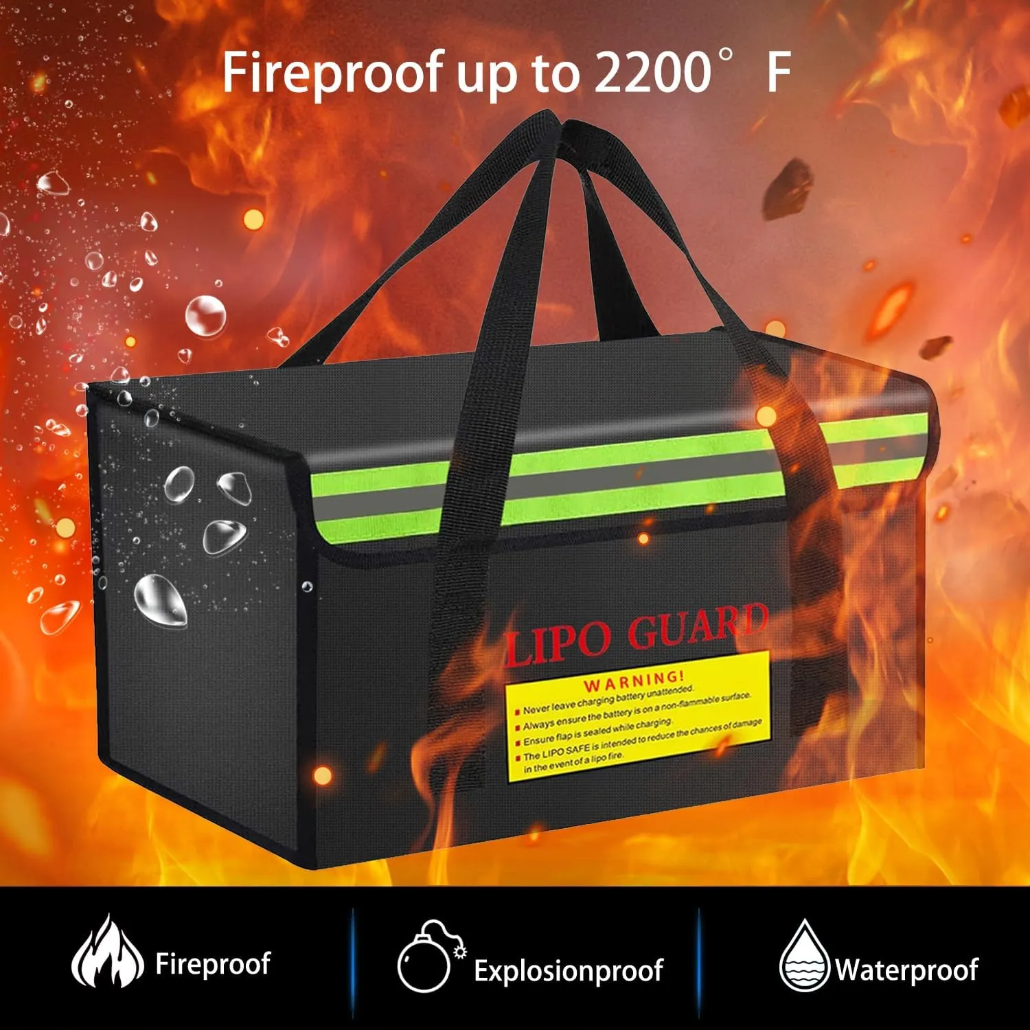 360 * 200 * 200mm Ebike Battery Safe Bag Fireproof Charging Bag Large Capatity for Lipo Battery Pack Storage Charging Transport, Home Office Travel Fireproof Safe Storage Pouch