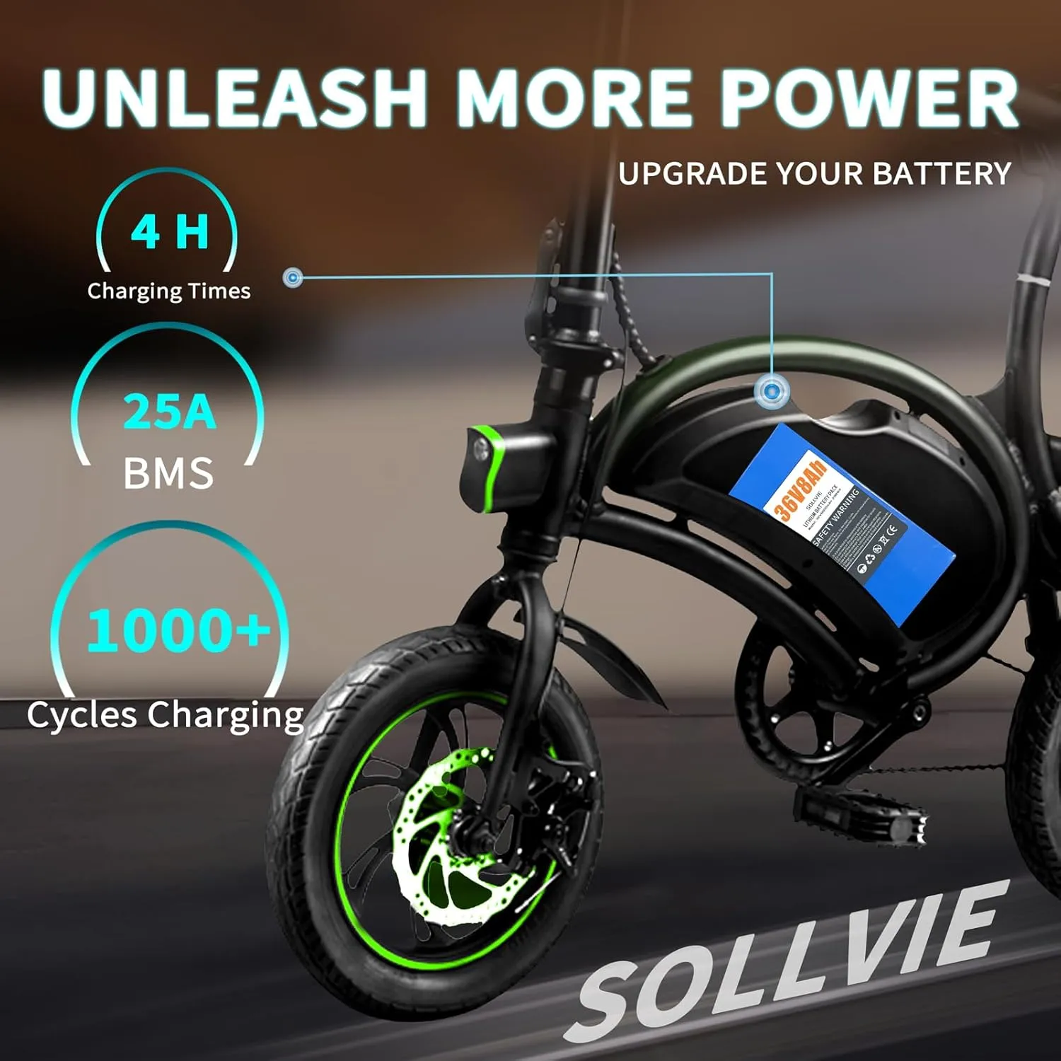 36V Lithium Ebike Battery 8Ah Rechargeable with 25A BMS, Compatible with jetson bolt pro Electric Bikes, for 100W-600W Motors E-Scooters, ATVs, Electric Dirt Bikes, Solar Storage and More (36V8Ah)