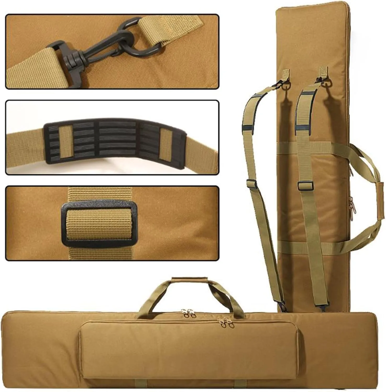 39/47 inch Double Rifle Case Soft Bag Gun Case, Soft Shotgun Carrying Range Bag, with Lockable Zipper and Backpack Strap, for Outdoor Hunting Shooting Range