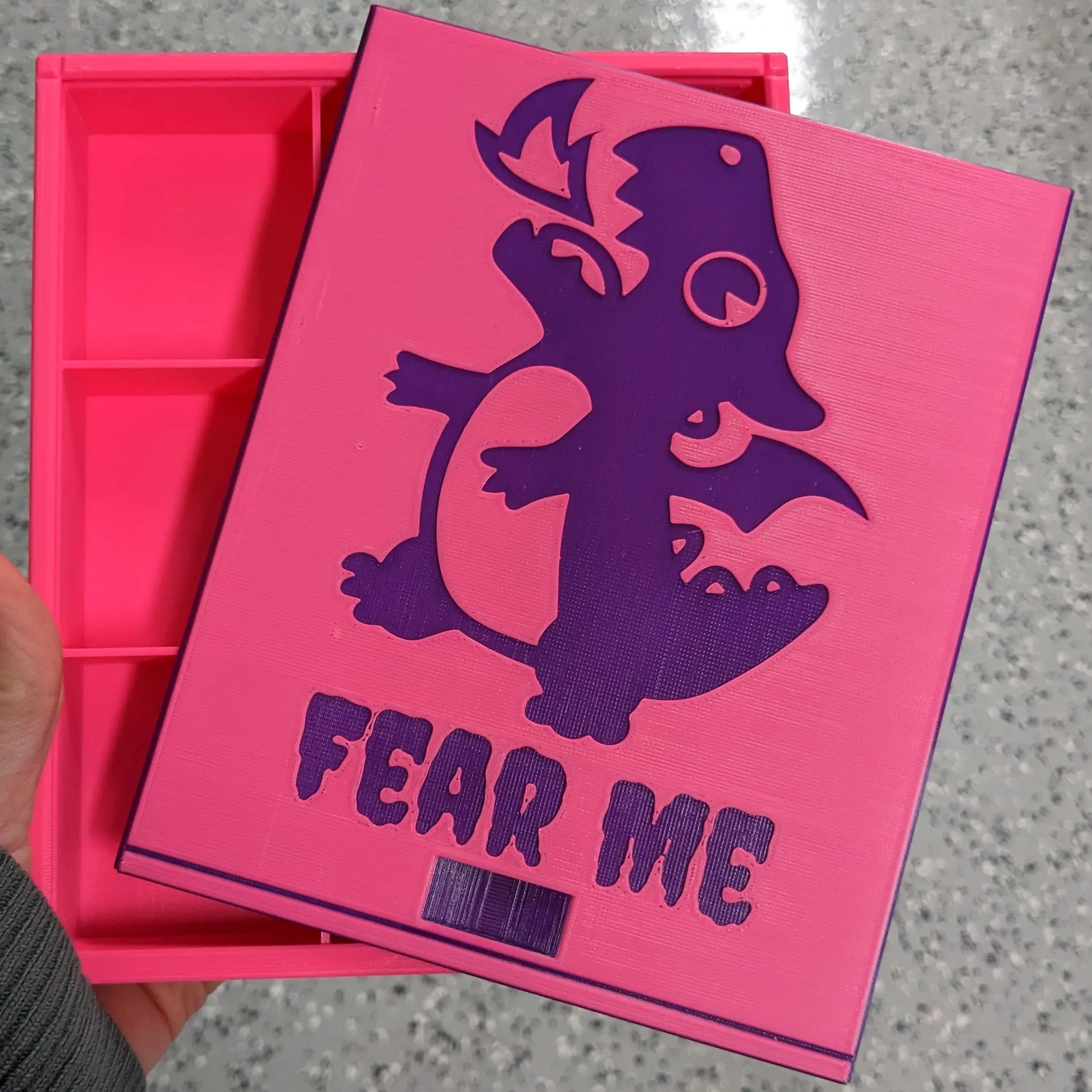 3D printed Notions Box--Fearsome Baby Dragon