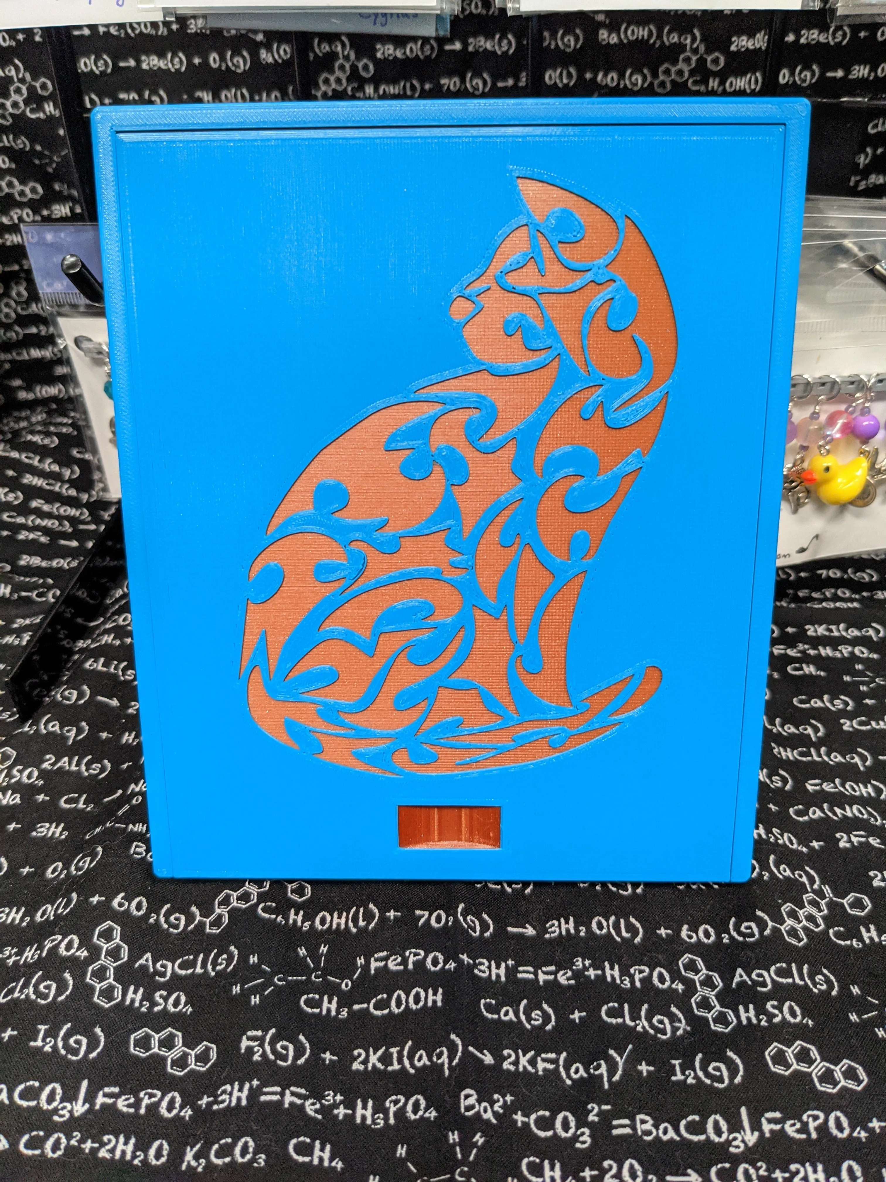 3D printed Notions Box--Floral Cat
