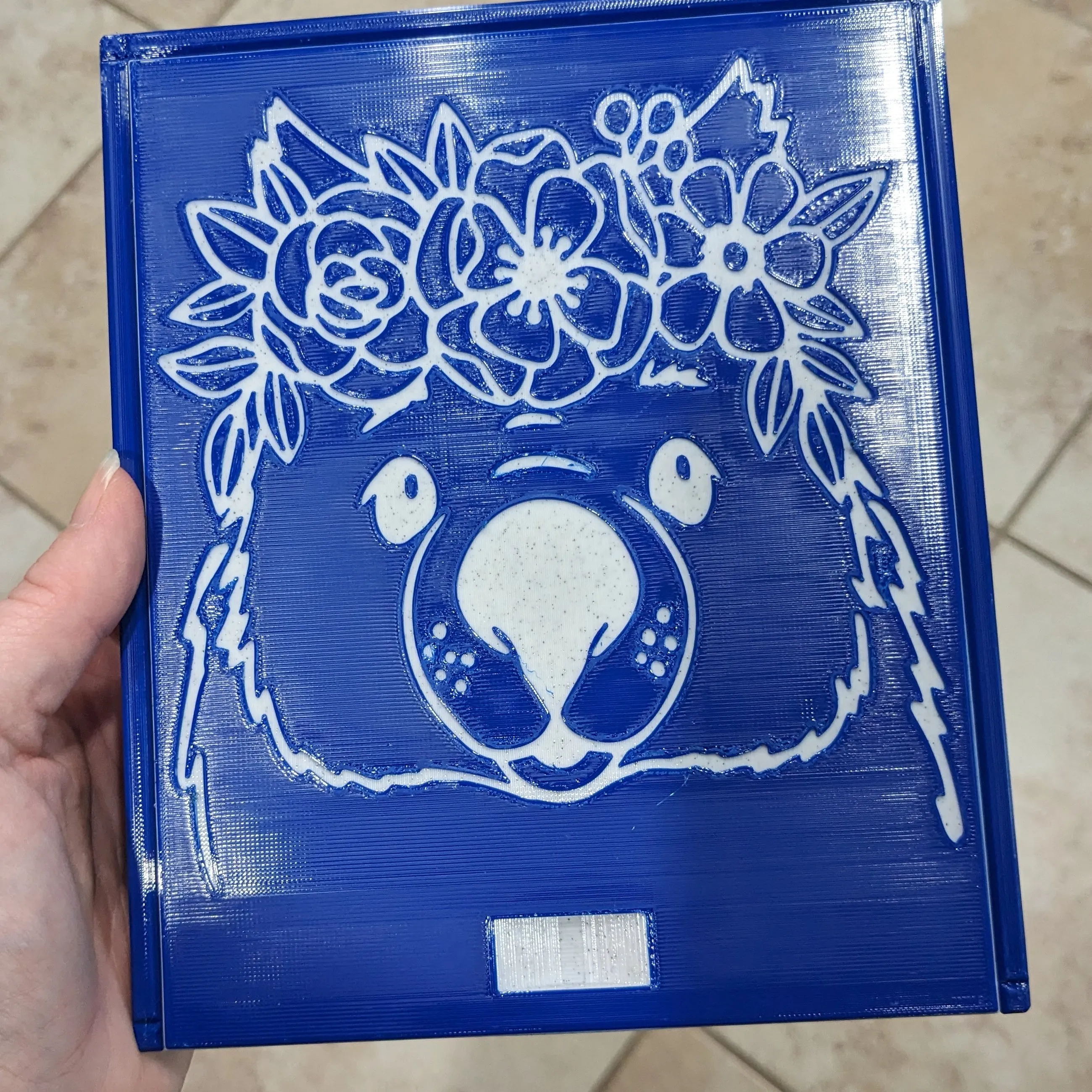 3D printed Notions Box--Floral Wombat