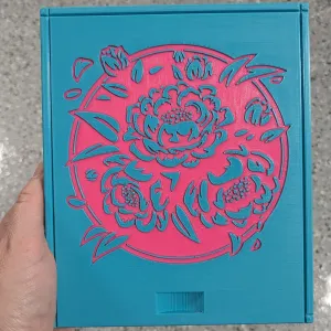 3D printed Notions Box--Peonies