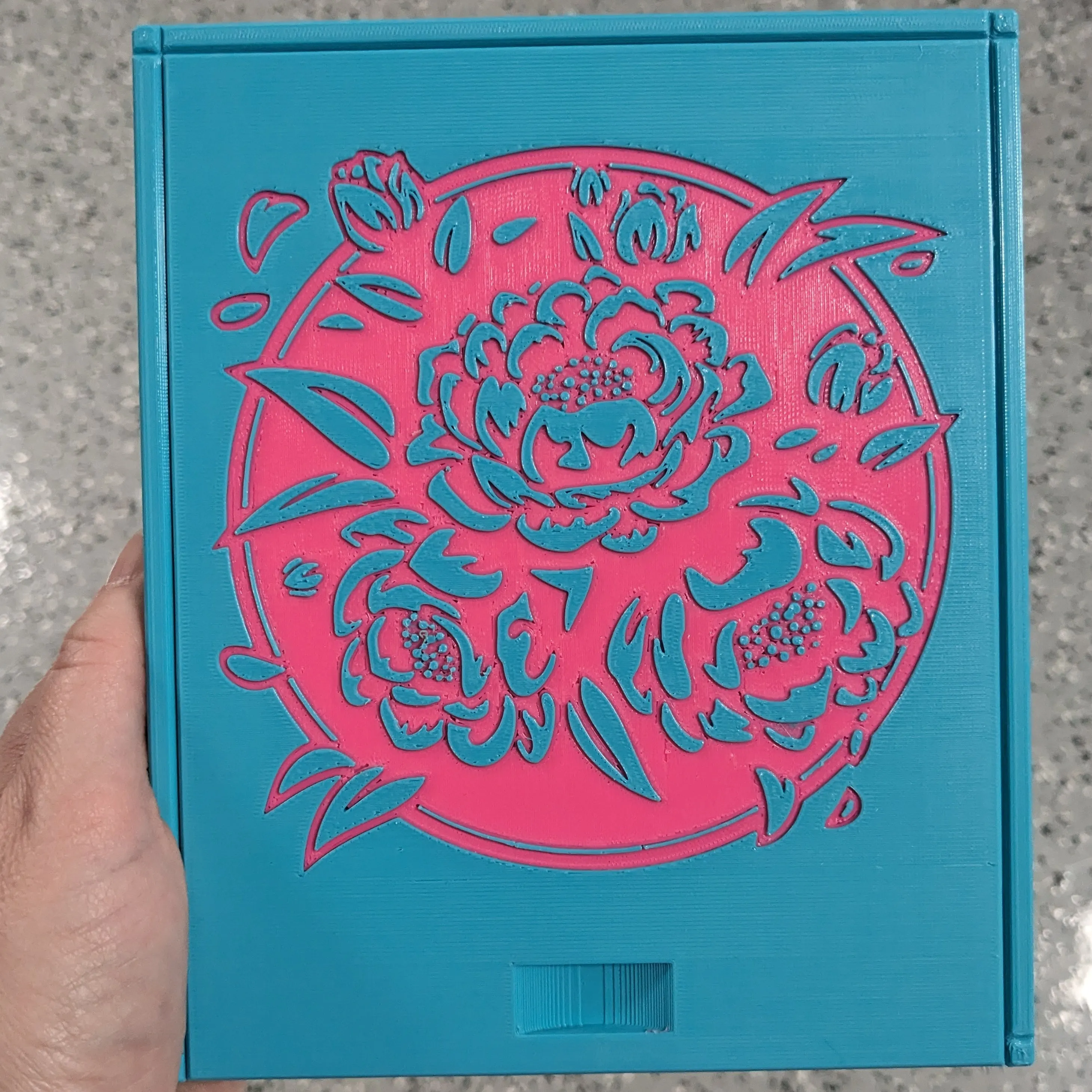 3D printed Notions Box--Peonies