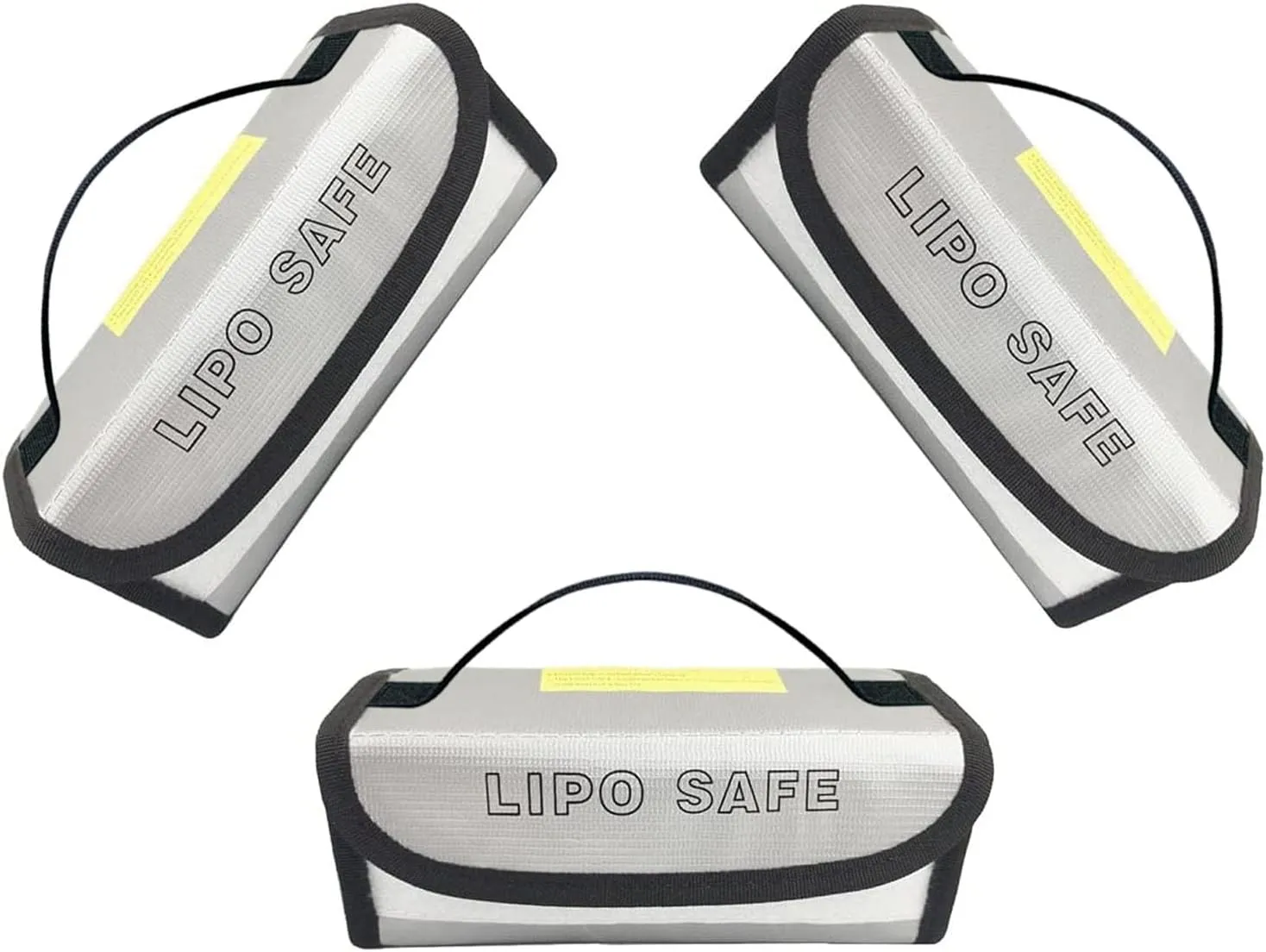 3PCS 185 * 60 * 75mm Lipo Battery Safe Bag Charging Bag for Lipo Battery Pack Storage Charging Transport,Home Travel Fireproof Safe Storage Pouch
