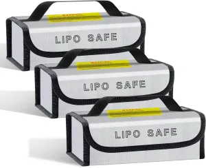 3PCS 185 * 60 * 75mm Lipo Battery Safe Bag Charging Bag for Lipo Battery Pack Storage Charging Transport,Home Travel Fireproof Safe Storage Pouch
