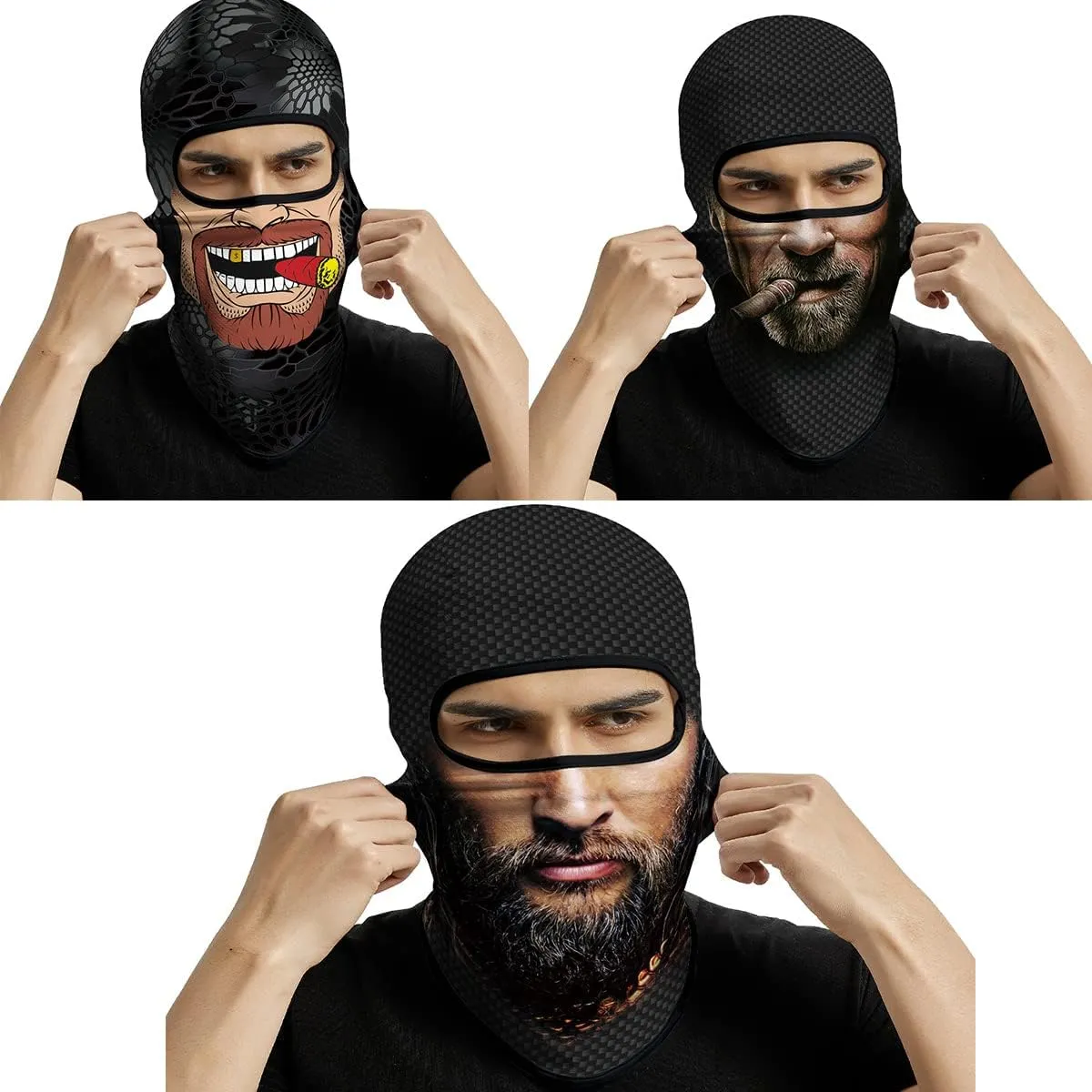 3PCS Balaclava Full Face Mask Ski Scarf Sun UV Protection Motorcycle Cycling Hood Men Women Outdoor Sports Covering