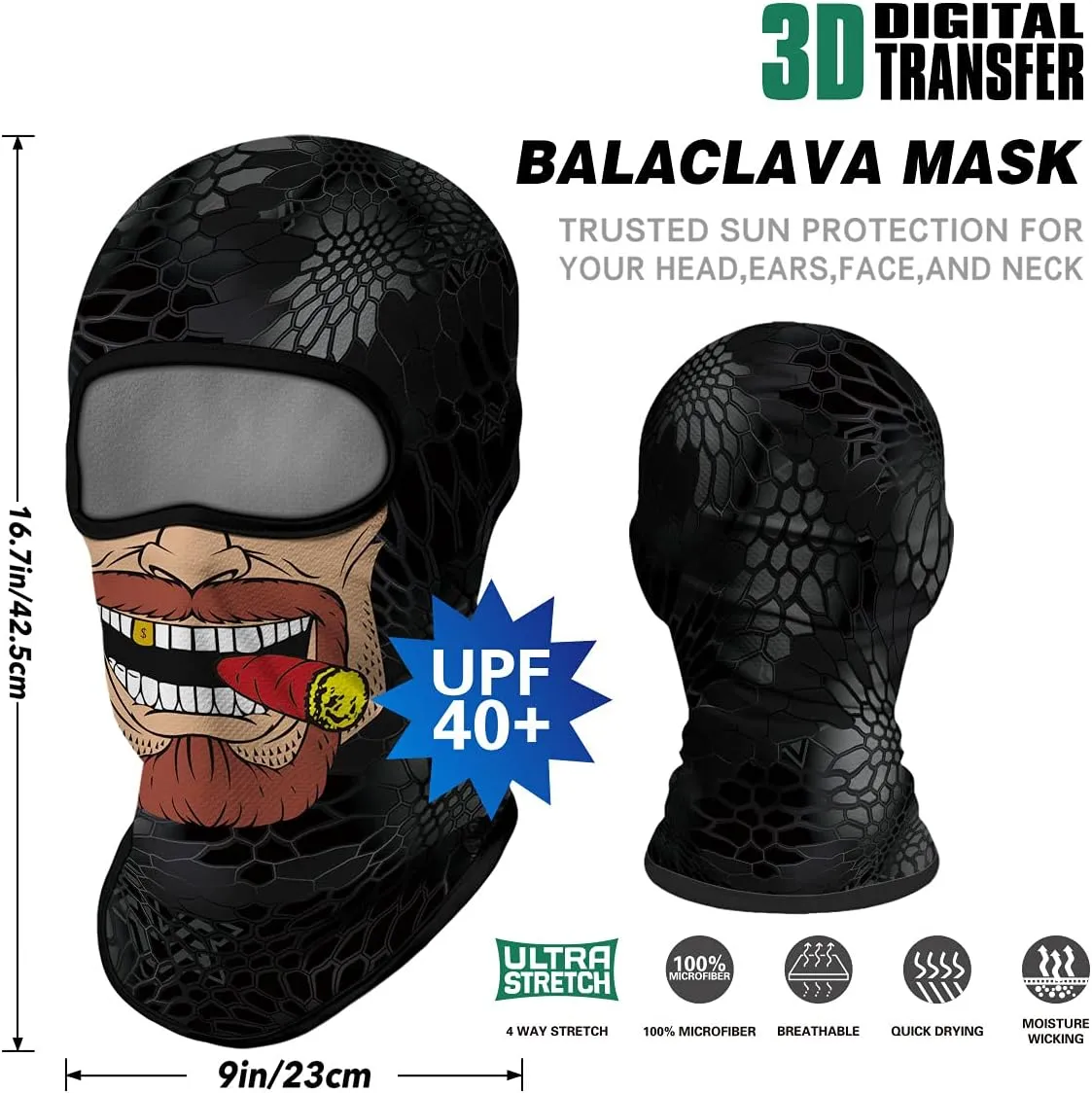 3PCS Balaclava Full Face Mask Ski Scarf Sun UV Protection Motorcycle Cycling Hood Men Women Outdoor Sports Covering