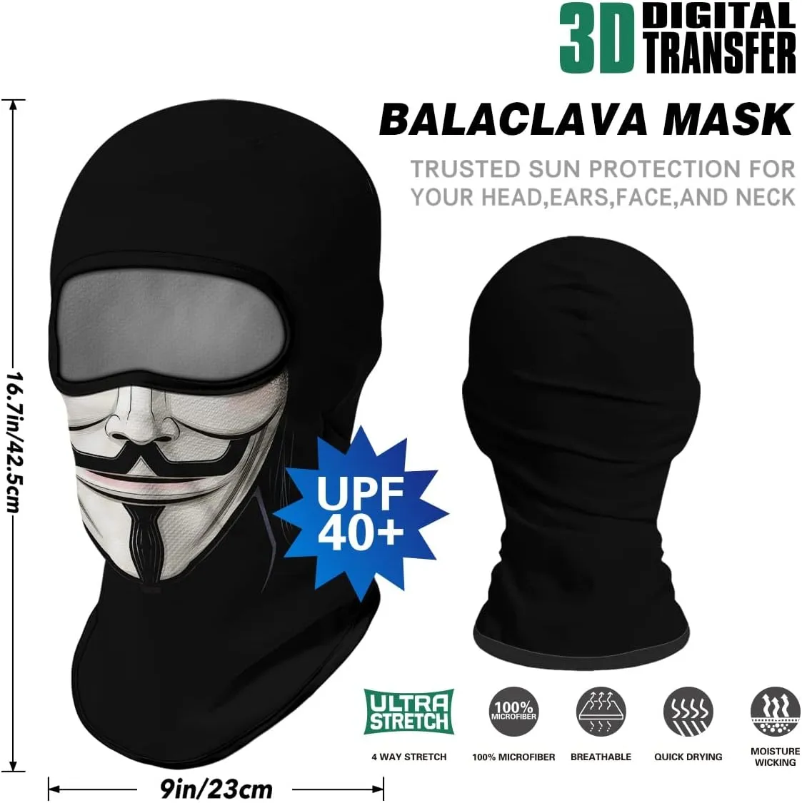 3PCS Balaclava Full Face Mask Ski Scarf Sun UV Protection Motorcycle Cycling Hood Men Women Outdoor Sports Covering